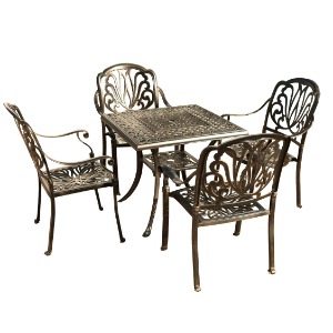 야외 정원 펜션 카페 주물 테이블 의자 4인세트 사각A