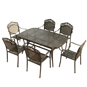 야외 정원 펜션 카페 주물 테이블 의자 6인세트 사각A